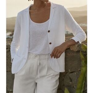 Poetry 100%‎ Linen Jersey Blazer Jacket White Pockets Size US 16